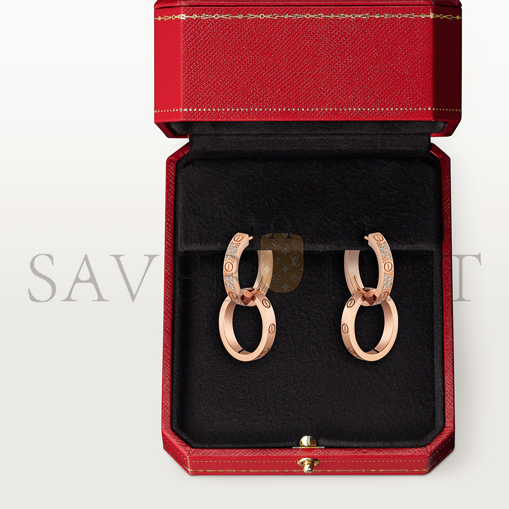 CARTIER LOVE ROSE GOLD EARRINGS, TRANSFORMABLE, SEMI-PAVED N8515240